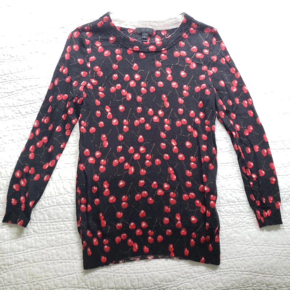 J Crew Tippi Merino Cherry Sweater S